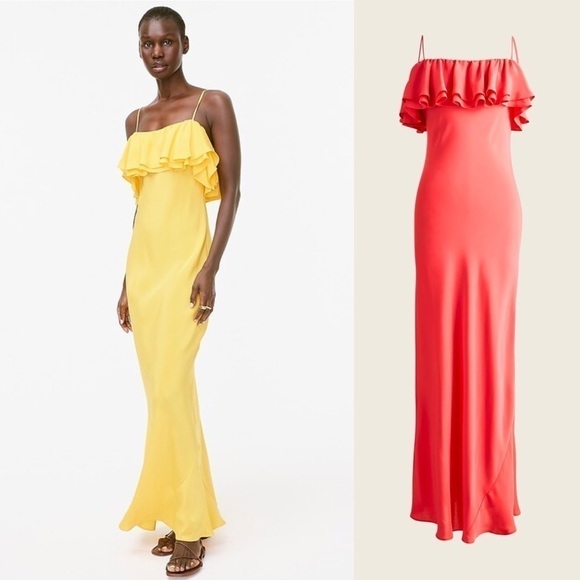 NWT J. Crew Ruffle Silk Slip Dress - Picture 1 of 11